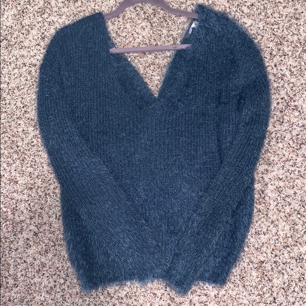 Francescas blue fuzzy sweater